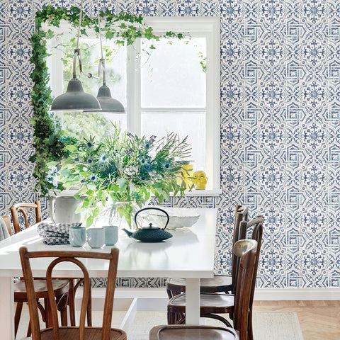 3123-12332 Sonoma Blue Spanish Tile Wallpaper