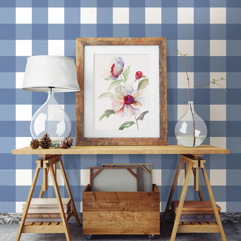 3123-12533 Amos Navy Gingham Wallpaper