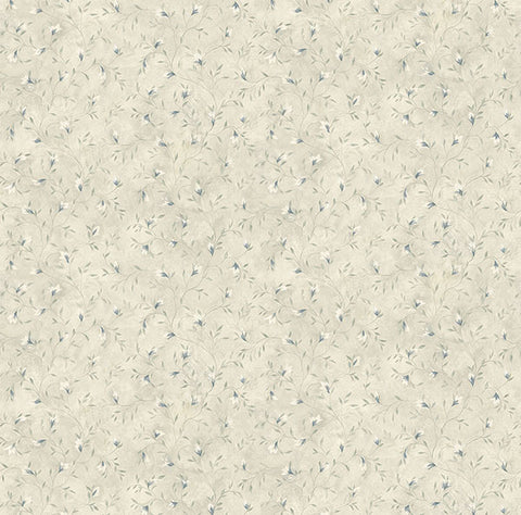 3123-216113 Eleanor Blue Folk Botanical Trail Wallpaper