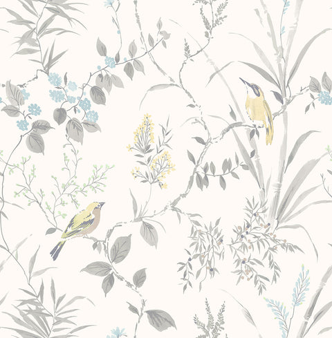 3123-24172 Imperial Garden Grey Botanical Wallpaper