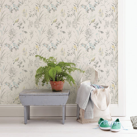 3123-24172 Imperial Garden Grey Botanical Wallpaper