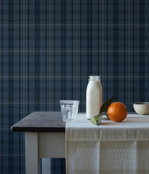 3123-330213 Austin Navy Plaid Wallpaper