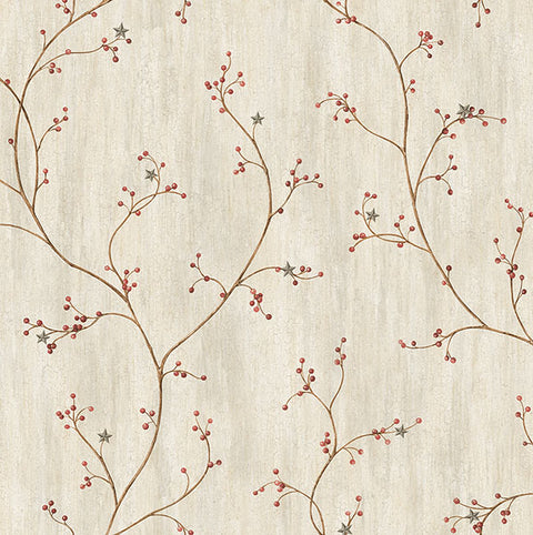 3123-44031 Justine Light Grey Berry Trail Wallpaper