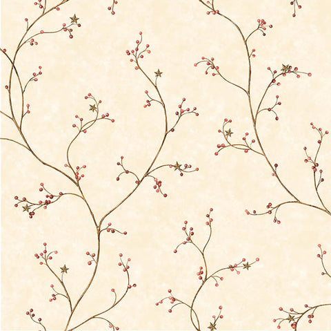 3123-44034 Justine Khaki Berry Trail Wallpaper