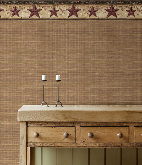3123-44603 Ennis Maroon Rustic Barn Star Border
