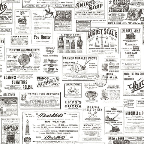 3123-64272 Adamstown Ivory Newspaper Classifieds Wallpaper