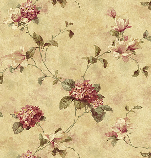 3123-76304 Magnolia Yellow Hydrangea Trail Wallpaper