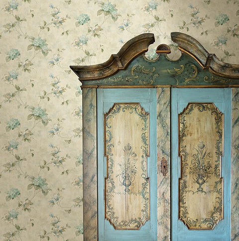 3123-76305 Magnolia Teal Hydrangea Trail Wallpaper