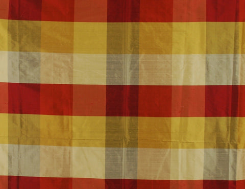 Red & Gold silk buffalo check fabric PDS 1235