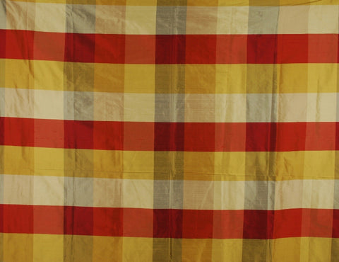 Red & Gold silk buffalo check fabric PDS 1235