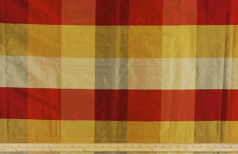 Red & Gold silk buffalo check fabric PDS 1235