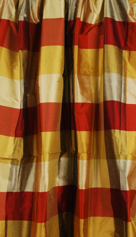 Red & Gold silk buffalo check fabric PDS 1235