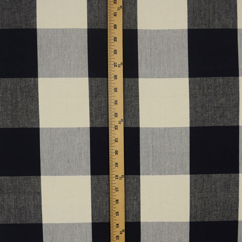 3163 9 Large 4 inch Black Cream Buffalo Check Fabric