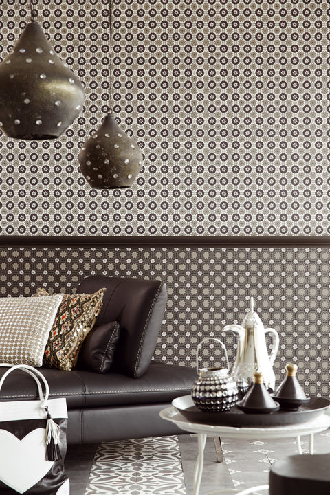 Marqueterie Grey Mosaic Geometric Wallpaper