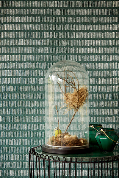 Resource Solemn Lines Dark Green Wall Mural