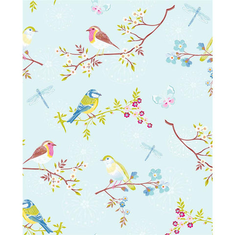 375081 Marit Light Blue Bird Wallpaper