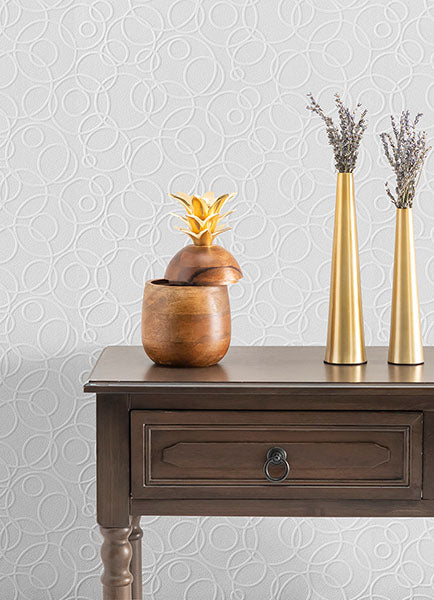 4000-1045-19 Artemisia White Circles Paintable Wallpaper
