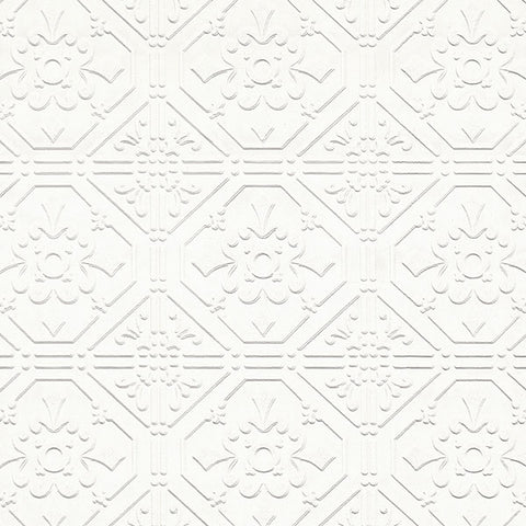 4000-93996 Brooklyn White Tin Paintable Wallpaper