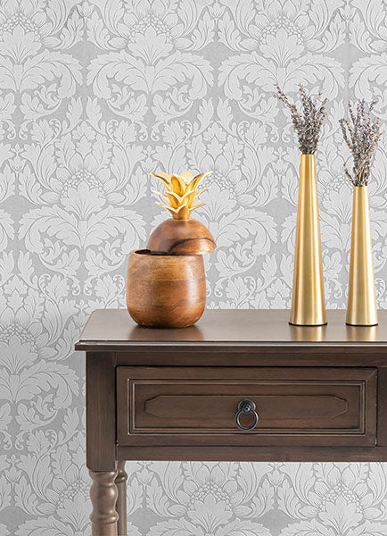 4000-95135-1 Jan White Damask Paintable Wallpaper