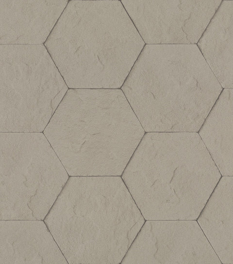 4015-427134 Bascom Light Grey Stone Hexagon Wallpaper
