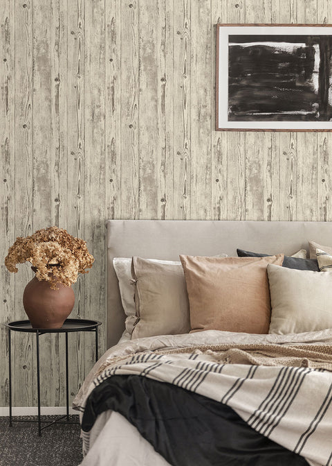 4015-427318 Albright Ivory Weathered Oak Panels Wallpaper