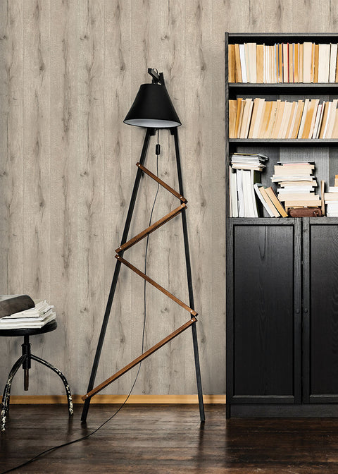 4015-514483 Appalacian Taupe Wood Planks Wallpaper