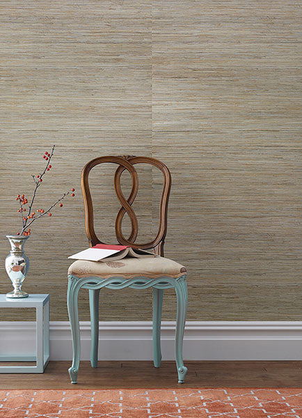 4018-0007 Jeong Soft Teal Beige Grassscloth Wallpaper