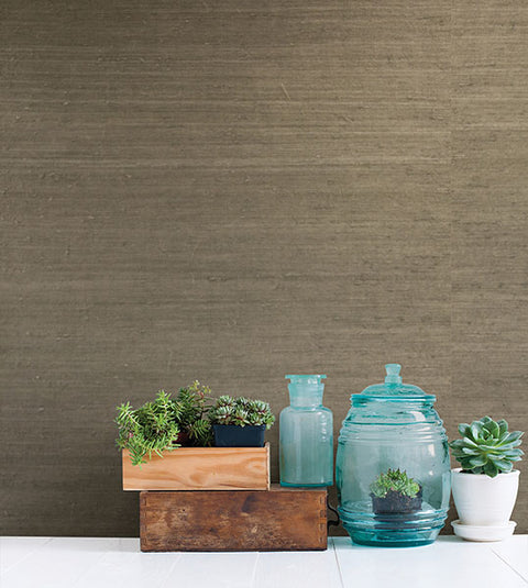 4018-0015 Battan Taupe Grasscloth Wallpaper