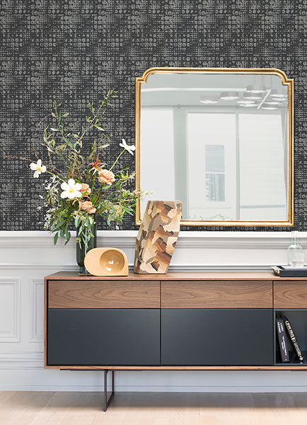 4019-86409 Celeste Silver Geometric Wallpaper