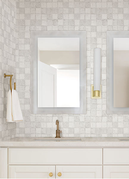 4019-86419 Varak Platinum Checkerboard Wallpaper