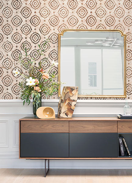 4019-86423 Uma Rose Gold Star Medallion Wallpaper