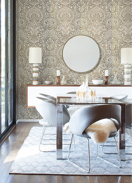 4019-86441 Artemis Gold Floral Damask Wallpaper
