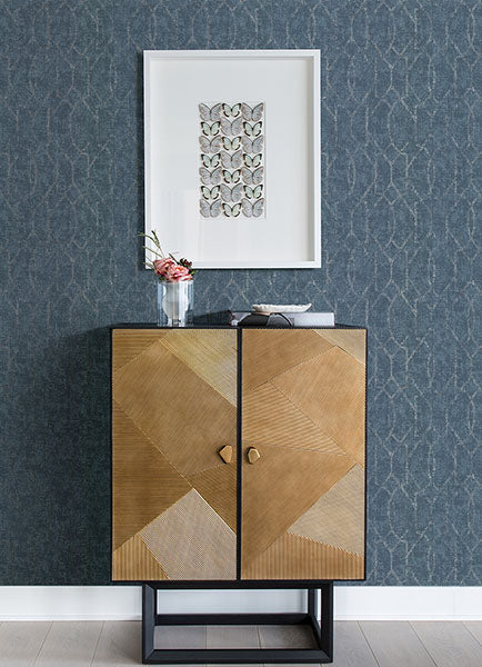 4019-86449 Ziva Blue Trellis Wallpaper