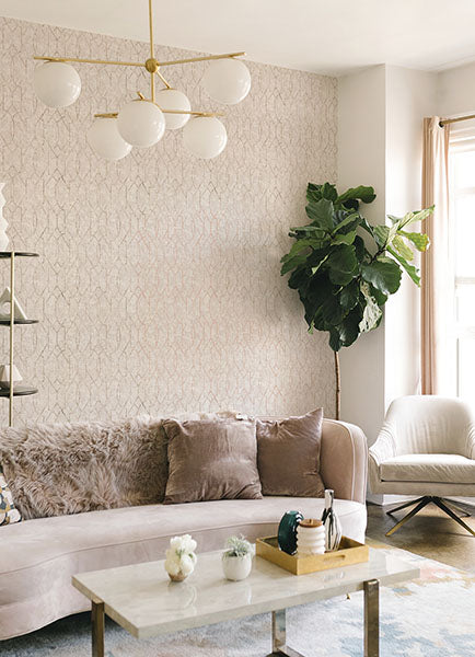 4019-86451 Ziva Rose Gold Trellis Wallpaper
