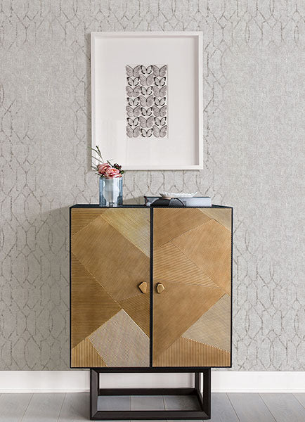 4019-86452 Ziva Platinum Trellis Wallpaper