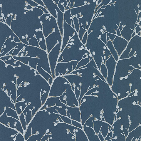 4019-86455 Koura Sapphire Budding Branches Wallpaper
