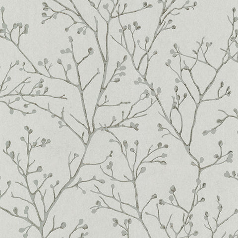 4019-86456 Koura Platinum Budding Branches Wallpaper