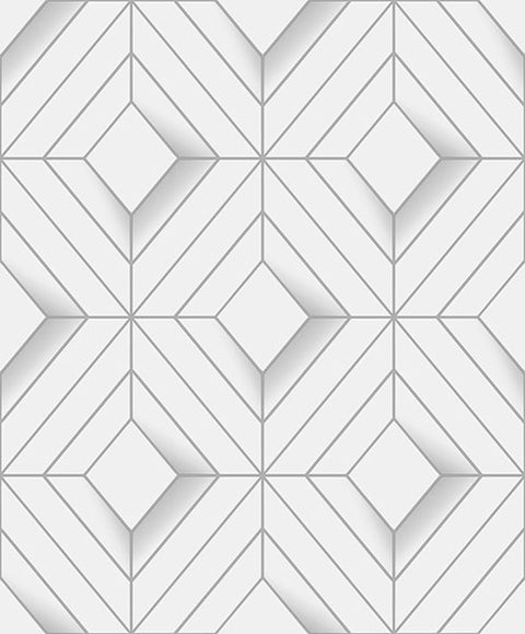 4020-61400 Filmore White Diamond Panes Wallpaper