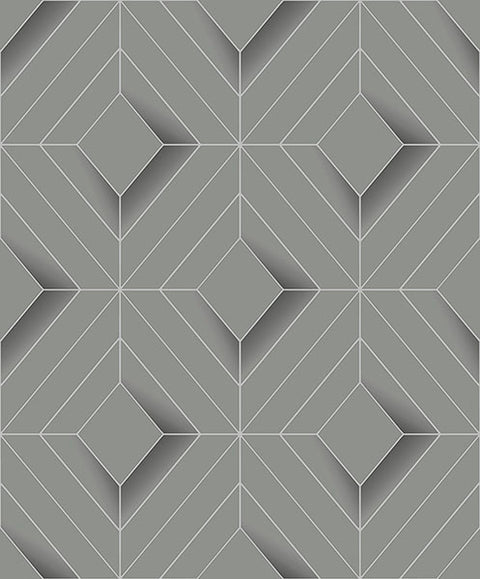 4020-61409 Filmore Grey Diamond Panes Wallpaper