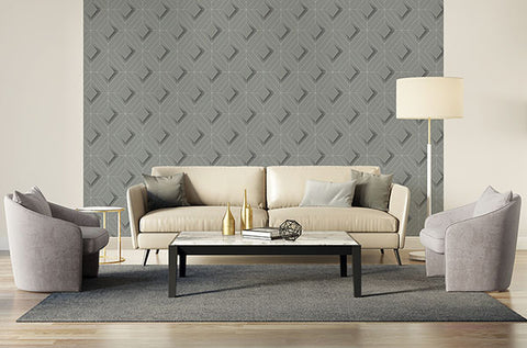 4020-61409 Filmore Grey Diamond Panes Wallpaper