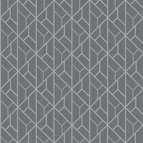 4020-94009 Wilder Grey Geometric Trellis Wallpaper