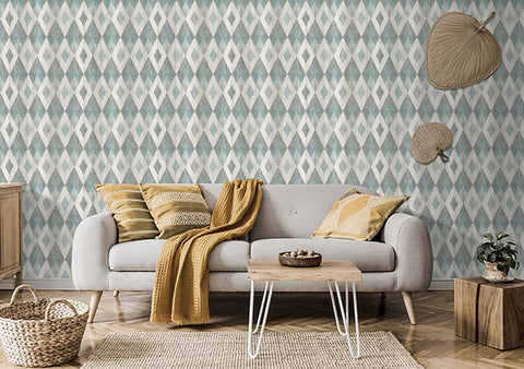 4020-96101 Ace Teal Diamond Wallpaper