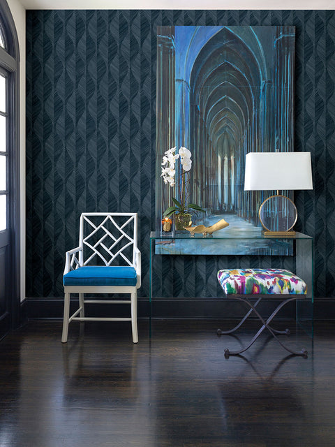 4025-82501 Oresome Indigo Ogee Wallpaper