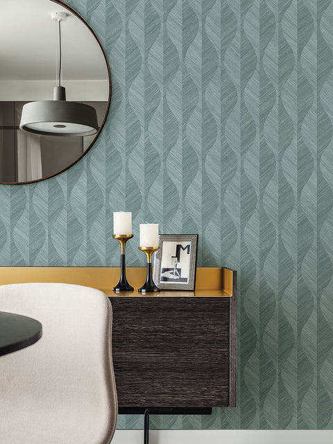 4025-82505 Oresome Teal Ogee Wallpaper