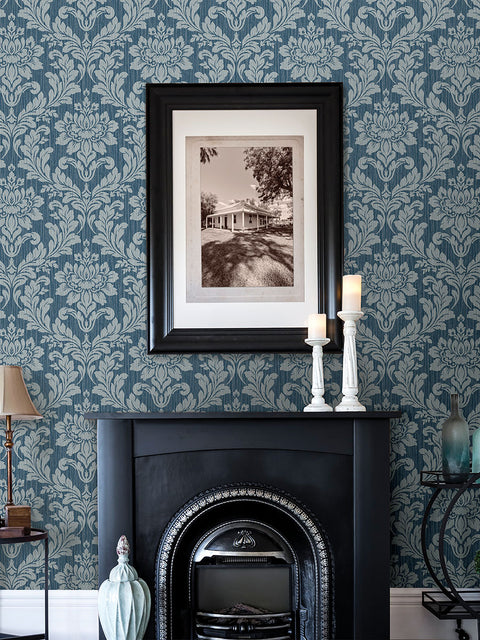 4025-82511 Galois Blue Damask Wallpaper