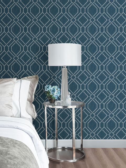 4025-82512 Frege Blue Trellis Wallpaper