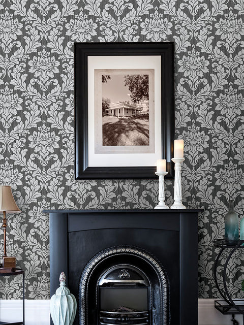 4025-82517 Galois Silver Damask Wallpaper