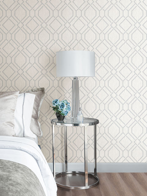 4025-82525 Frege Silver Trellis Wallpaper