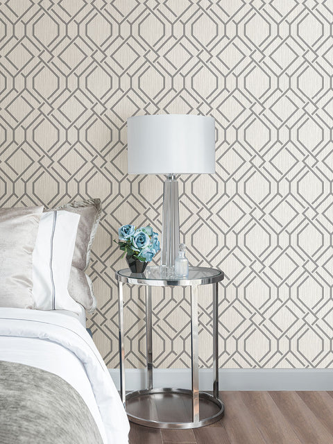 4025-82528 Frege Grey Trellis Wallpaper