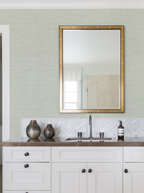 4025-82536 Cantor Light Green Faux Grasscloth Wallpaper
